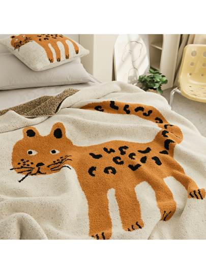 قطعة واحدة من البطانية الناعمة المخملية ذات الطباعة الجانبية بنمط نمر - بطانية عكسية دافئة للأريكة والسرير والتخييم والسفر، تصميم حديث بطبعة نمر لطيفة، بطانية جميلة، إكسسوار أريكة، ديكور مرح، قماش منسوج