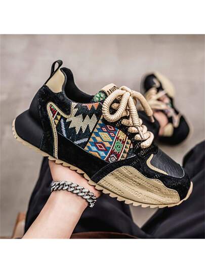 أحذية رياضية كاجوال عصرية مقاس كبير للرجال - نعل خارجي مقاوم للانزلاق من البي.في.سي، وطبقة علوية مصنوعة من البولي يوريثان قابلة للتنفس وبطانة قماشية ناعمة، مريحة لجميع المواسم - المدينة والمشي والاستخدام اليومي، تصميم حذاء نابض بالحيوية