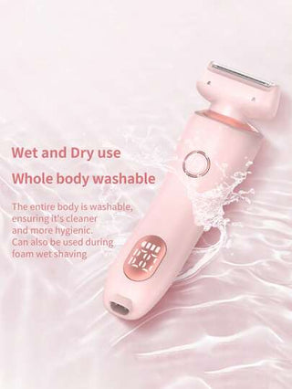 2 في 1 ماكينة حلاقة نسائية كهربائية وماكينة تشذيب بكيني - أداة إزالة شعر العانة غير مسببة للحساسية مع شفرات من الفولاذ المقاوم للصدأ، قابلة للشحن عبر USB، مقاومة للماء، لا سلك، محمولة للحصول على بشرة ناعمة، تشغيل بلمسة واحدة، مثالية للساقين والإبطين...