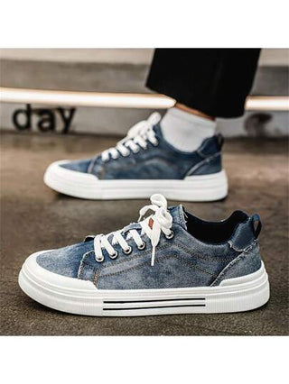 أحذية رياضية كاجوال للرجال - خفيفة الوزن وتنفس من القماش والنعل من البي في سي، تصميم سنارة رباط العلوي المدبب المناسب للرحلات الخارجية والموضة اليومية والشارع - أحذية مريحة ومتعددة الاستخدامات لجميع المواسم | أحذية رياضية علوية منخفضة | نعل من البي في سي