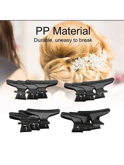 12حبة/طقم مشابك شعر ثابتة على شكل فراشة سوداء، إكسسوارات تصفيف الشعر، مشابك شعر لا تنزلق للقص والتصفيف وتقسيم الشعر والصبغ، أدوات تصفيف الشعر، مشابك فراشة إكسسوارات شعر للنساء، أقراص استيك لشعر