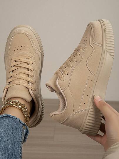 أحذية نسائية كاجوال قماشية، رياضية مع رباط، وحدة سوله ناعمة، مريحة للتزلج، خفيفة الوزن، منخفضة الأعلى، للاستخدام اليومي