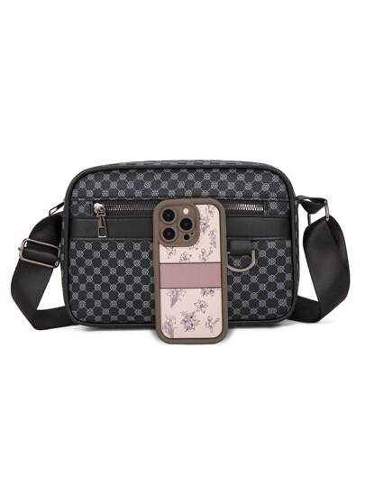 حقيبة الكتف الكاجوال المربعة للرجال ذات التصميم الكوري الجديد من الجلد ، حقيبة متقاطعة صغيرة عصرية وحقيبة ظهر صغيرة يتميز تصميمها بالتداخل والتجميع