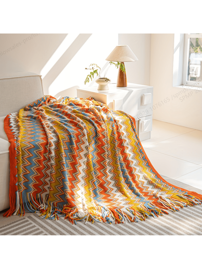 1 قطعة بطانية مرمرية مجدولة بشكل هندسي وتصاميم ، موشاة بشراريب، قابلة للغسل في الغسالة ، متعددة الاستخدامات للأريكة وغرفة النوم والمعيشة والسكن الجامعي، هدية مناسبة للأعياد