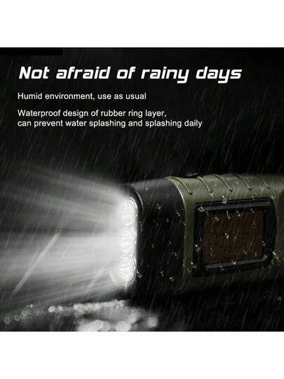 قطعة واحدة إضاءة يدوية بتشغيل شمسي وشحن كهربائي، معدات للحالات الطارئة، شعلة قابلة للشحن ذاتيا لصيد الأسماك والتخييم والقوارب