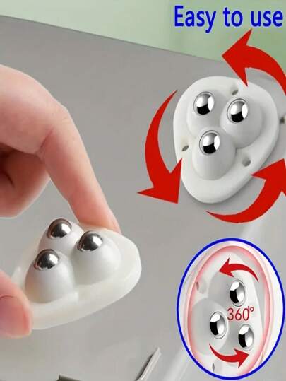 أثاث مكتبي 4 قطع عجلات ذاتية اللصق ذات 3 كرات صلب مع كرات محامل فولاذية - عجلات دوارة 360 درجة لأدوات المطبخ ، عجلات عالمية للأثاث المنزلي ، سهلة التركيب دون حاجة للحفر ، قاعدة عجلات كرات لاصقة ، عجلات صغيرة لنقل الأثاث عالية التحمل مقاومة للتآكل