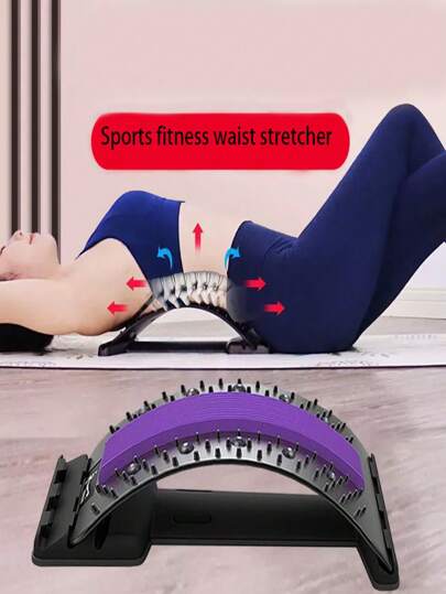 قطعة واحدة من جهاز دعم أسفل الظهر، جهاز إطالة وشد الرقبة والكتف المعوج، جهاز شد الخصر للرجال والنساء للرياضة واللياقة البدنية، جهاز إطالة وتدليك، مناسب للوضعين الجلوس والاستلقاء