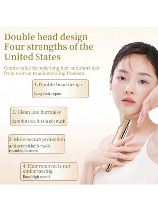 جهاز إزالة الشعر الكهربائي 2 في 1 محمول للنساء، ماكينة حلاقة كهربائية الرأس للبكيني مع شفرة عائمة مزدوجة، جهاز إزالة الشعر متعدد الأغراض لكلا الاستخدامين الجاف والرطب، مقاوم للماء IPX7، شفرة خزفية قابلة للفتح، مناسب لتشذيب الساعدين والأفخاذ والجسم...