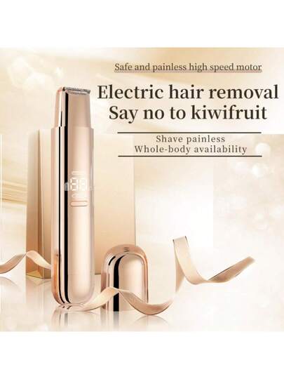 جهاز إزالة الشعر الكهربائي 2 في 1 محمول للنساء، ماكينة حلاقة كهربائية الرأس للبكيني مع شفرة عائمة مزدوجة، جهاز إزالة الشعر متعدد الأغراض لكلا الاستخدامين الجاف والرطب، مقاوم للماء IPX7، شفرة خزفية قابلة للفتح، مناسب لتشذيب الساعدين والأفخاذ والجسم...