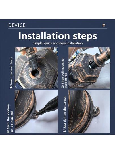 1 قطعة مصباح حائط شمسي قديم، تشطيب معدني أنتيك، إضاءة ممر خارجي للجراج والحديقة والديكور المنزلي، بطارية ليثيوم قابلة للشحن 1200 مللي أمبير، مصباح حائطي خارجي مصباح حائطي شمسي
