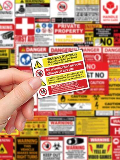 75 قطعة ملصقات إشارات الإنذار للجهاز المحمول، الأمتعة، اليوميات ، تزيين الغرفة ، دفتر الرسوم الكرتونية DIY