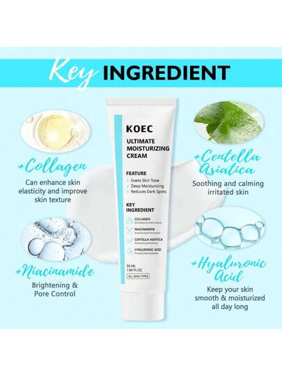 KOEC كريم مرطب نهائي للبشرة الحساسة، مرطب ومهدئ، كريم وجه مرطب لتخفيف جفاف البشرة، العناية بالبشرة الكورية