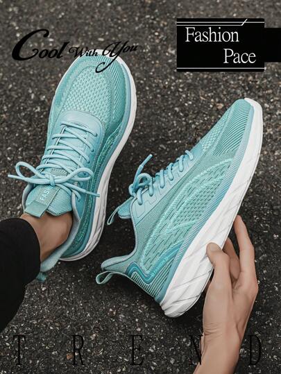 أحذية رياضية كاجوال للرجال مزينة بأحرف، أحذية بربطة أمامية منصة مريحة، ذات امتصاص للصدمات متعددة الاستخدامات، للجري والتدريب مناسبة لجميع المواسم