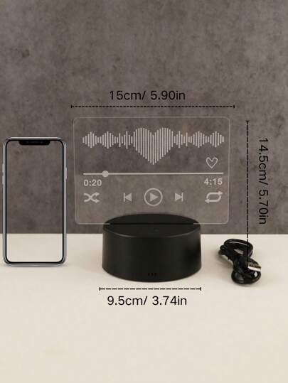 1 قطعة مصباح ليلي 3D وهمي لمشغل الموسيقى، يعمل بالطاقة USB، ذو تحكم باللمس، إضاءة ب- 7 ألوان لجو الغرفة، مناسب لغرفة النوم والمساحات المجاورة للسرير وديكور طاولة استديو التسجيل وإضاءة حفلات، هدية إبداعية لعشاق الموسيقى