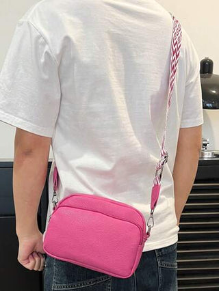 حقيبة كاجوال عبر الجسم للرجال من مادة بي يو جلد الليتشي الأملس، متعددة الاستخدامات للشارع والسفر والترفيه