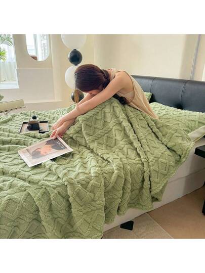 قطعة بطانية فرو اصطناعي 3 أبعاد ناعمة وسميكة للحرارة، بطانية معددة الاستخدامات للفرش والأريكة والسفر - بوليستر، غسيل يدوي/آلي