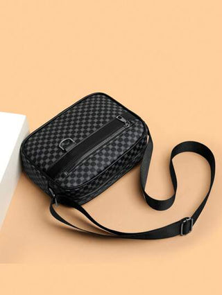 حقيبة كتف كاجوال مربعة منقوشة للرجال ، حقيبة صغيرة جديدة من الجلد على شكل جسم عبر الكورية ، حقيبة صغيرة مربعة عصرية ، حقيبة ظهر صغيرة متعددة الخامات