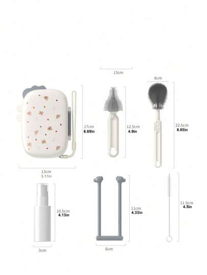 1 طقم فرشاة لتنظيف زجاجات الأطفال مع حقيبة تخزين، مناسب للسفر والاستخدام في الخارج