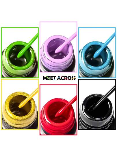 MEET ACROSS 6 قطع مجموعة طلاء أظافر جيل بالخط الذهبي والفضي والوردي نصف الدائم ، طلاء جيل UV لرسم وتزيين أظافر بتصميمات الفرنسية ، الخطوط ، تصاميم الدوامة ، أعمال فنية للأظافر ، طقم أظافر تزيين الجيل المدهون