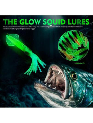 PROBEROS 1قطعة طُعم سمكة حبار لامع ناعم مع جسم مثقل بالرصاص وخطاف، طُعم سباحة للمياه المالحة والعذبة للتريول،السلمون والباس والسلور