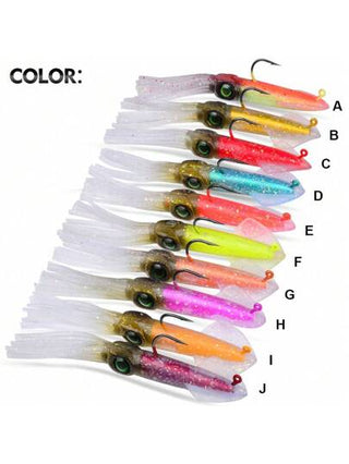 PROBEROS 1قطعة طُعم سمكة حبار لامع ناعم مع جسم مثقل بالرصاص وخطاف، طُعم سباحة للمياه المالحة والعذبة للتريول،السلمون والباس والسلور