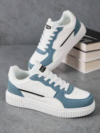 أحذية تزلج رجالية سميكة النعل - أحذية رياضية زيادة الارتفاع مضادة للانزلاق، أحذية خفيفة الوزن للشارع، أحذية رياضية بيضاء متعددة الوظائف للربيع