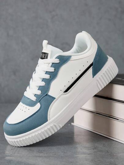 أحذية تزلج رجالية سميكة النعل - أحذية رياضية زيادة الارتفاع مضادة للانزلاق، أحذية خفيفة الوزن للشارع، أحذية رياضية بيضاء متعددة الوظائف للربيع