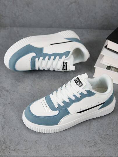 أحذية تزلج رجالية سميكة النعل - أحذية رياضية زيادة الارتفاع مضادة للانزلاق، أحذية خفيفة الوزن للشارع، أحذية رياضية بيضاء متعددة الوظائف للربيع