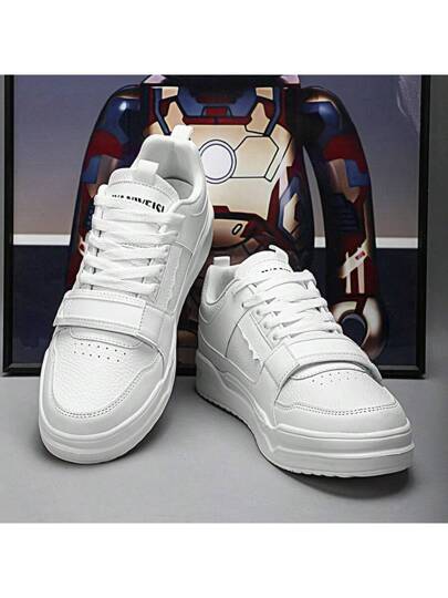 WANWEISI بوت سكيت للرجال - بوت سكيت ذات الرقبة المنخفضة ، جلد كامل ذو نقشة اللكي ، بوت رياضية ثابتة منخفضة - بوت رجالية ثابتة بيضاء - بوت - بوت رياضية - بوت بيضاء - بوت رجالية - مناسبة للأنشطة اليومية والترفيه الخارجي وغير ذلك