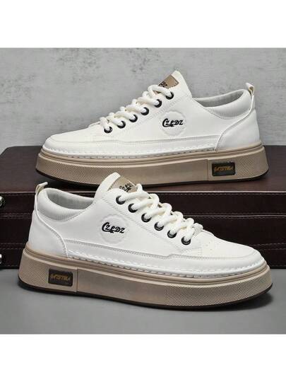 أحذية كاجوال كانفاس عصرية مطبوع عليها حروف، سميكة الوجه مرتفعة القاعدة، جلد ملون جامعي علوي رياضي للتزلج، أحذية شباب متميزة