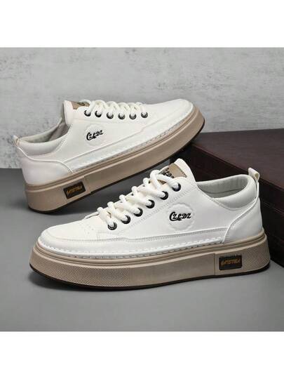 أحذية كاجوال كانفاس عصرية مطبوع عليها حروف، سميكة الوجه مرتفعة القاعدة، جلد ملون جامعي علوي رياضي للتزلج، أحذية شباب متميزة