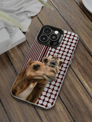 قطعة واحدة واقي هاتف بطبعة الجمل الفخمة، تصميم ثقافة إسلامية تقليدية، غطاء هاتف مقاوم للسقوط بتشطيب مطفي، متوافق مع أجهزة iPhone11, 12, 13, 14, 15, 16 ProMax X, Xs, Xr, 16e, 15 Plus و Galaxy و OPPO وRealme وVivo وRedmi وInfinix و Honor X50i