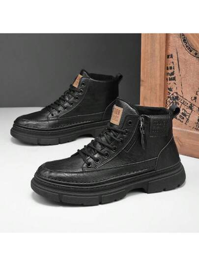 بوت جلدية عالية الأعلى للرجال ذات طراز جديد، بوت عمل يومية، بوت