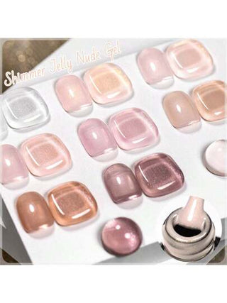 Mtssii 8 قطع مجموعة طلاء أظافر جل لامع ولامع، 7 مل جل شفاف لامع للصيف، أظافر جل شبه دائم بدون نقع عملية بالأشعة فوق البنفسجية LED، عبوات مختلفة للصالونات والمنازل