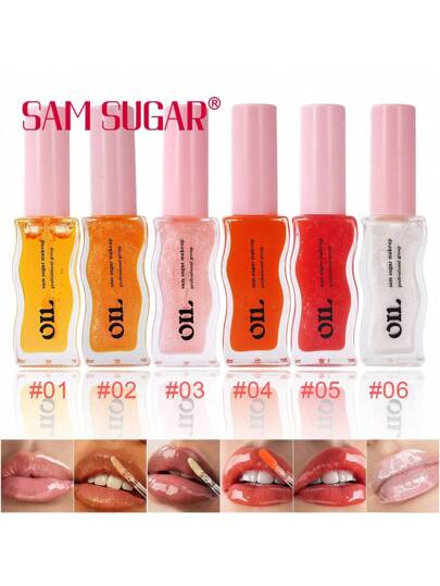 زيت شفاه العسل المثمر 6 ألوان، أحمر شفاه مرطب لفترة طويلة، مناسب للفتيات والنساء، عالي اللمعان، أحمر شفاه مرطب وممتلئ