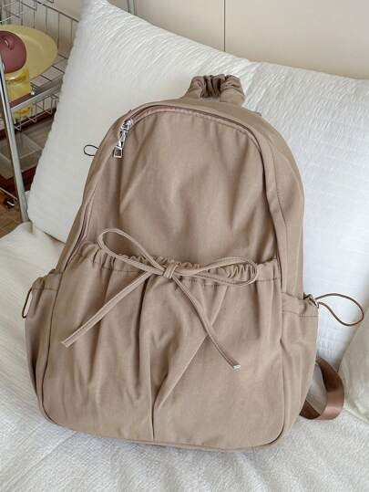 حقيبة ظهر مكتنزة عتيقة بسيطة تصميم متعدد الجيوب مناسبة للسفر والتسوق والعطلات لاحتواء الملابس والكتب والكمبيوتر المحمول قطعة واحدة