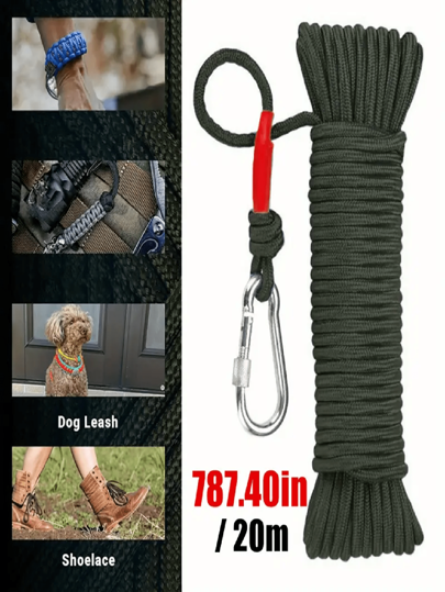 حبل صيد مغناطيسي بطول 2 متر، حبل مضفر مع تسلق، حبل نايلون للربط والملابس والمرساة والحرف وحبال السحب والشحن الملائم للتخييم والصيد وقيادة الحيوانات الأليفة والأنشطة الخارجية، تصميم حبل مضفر ، حبل متين