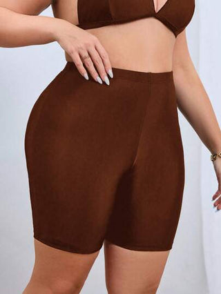 Swim SPRTY شورتات سباحة فضفاضة موحد اللون للنساء كبيرات الحجم، أسفل بكيني رافع للمؤخرة