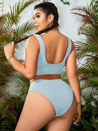 Swim Vcay قطعة واحدة ملابس سباحة قطعتين للنساء ذات حجم كبير بلون واحد للشاطئ والإجازات