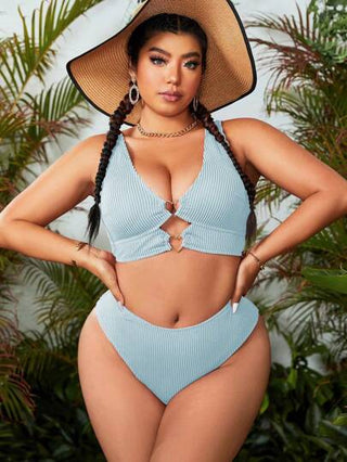 Swim Vcay قطعة واحدة ملابس سباحة قطعتين للنساء ذات حجم كبير بلون واحد للشاطئ والإجازات