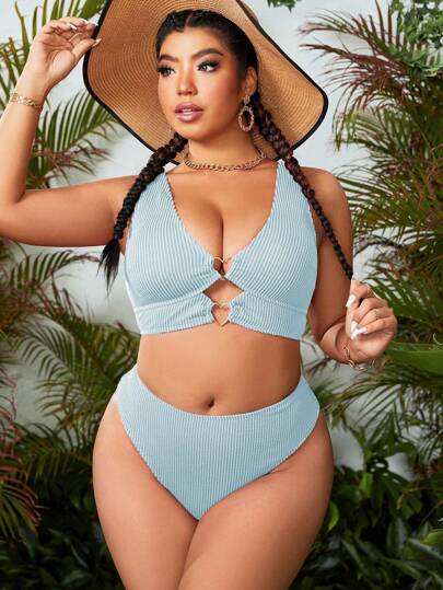 Swim Vcay قطعة واحدة ملابس سباحة قطعتين للنساء ذات حجم كبير بلون واحد للشاطئ والإجازات