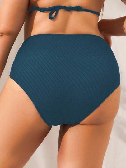 Swim Vcay بيكيني ذو أسفل بنمط مجعّد وقطعة واحدة للنساء ذوات الأحجام الكبيرة لموسم الصيف