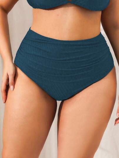 Swim Vcay بيكيني ذو أسفل بنمط مجعّد وقطعة واحدة للنساء ذوات الأحجام الكبيرة لموسم الصيف