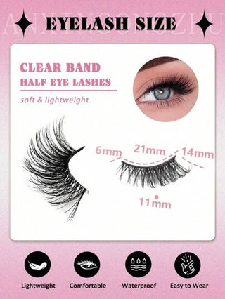 5 أزواج من رموش مستعارة طبيعية الحجم والتجعيد بخط أسود على شكل عين القطة لتكبير مظهر العين، مناسبة للاستخدام اليومي والمواعدة، ضروري للمكياج