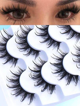 5 أزواج من رموش الغش ذات المظهر المبتل والشوكي لتنكرات الكوسبلاي والأنمي والمانجا، رموش أنثوية ذات تأثير ثلاثي الأبعاد شبيه الحرير الصناعي