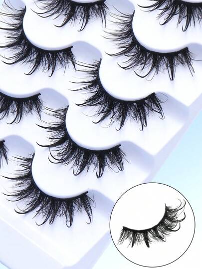 5 أزواج من رموش الغش ذات المظهر المبتل والشوكي لتنكرات الكوسبلاي والأنمي والمانجا، رموش أنثوية ذات تأثير ثلاثي الأبعاد شبيه الحرير الصناعي