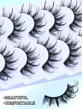 5 أزواج من رموش الغش ذات المظهر المبتل والشوكي لتنكرات الكوسبلاي والأنمي والمانجا، رموش أنثوية ذات تأثير ثلاثي الأبعاد شبيه الحرير الصناعي