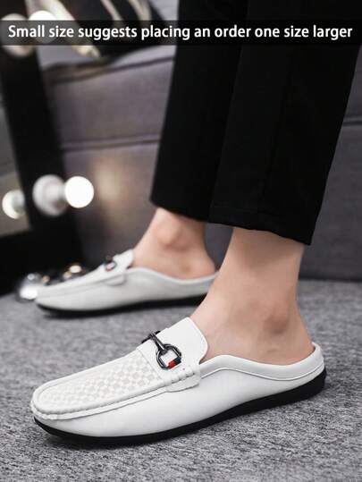 حذاء لوفر جلد ناعم للرجال, سهل الارتداء, بتصميم المتمركز (سبورت)