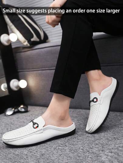 حذاء لوفر جلد ناعم للرجال, سهل الارتداء, بتصميم المتمركز (سبورت)