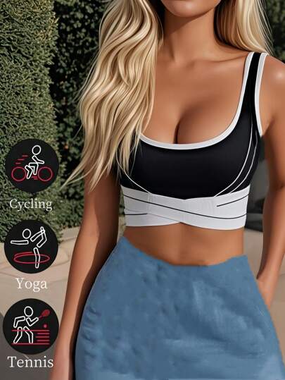 حمالة صدر رياضية للنساء لليوغا واللياقة البدنية، بتصميم موحد اللون متماسكة بدون حلقات صلب مضادة للتعرض للصدمات، حمالة صدر رياضية لكمال الأجسام